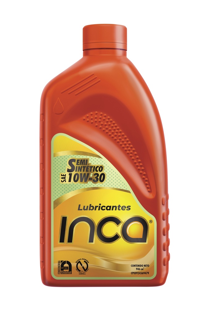 INCA SEMI SINTETICO API SQ SAE 10W30 EN CAJA DE 1/4 DE GALON NARANJA